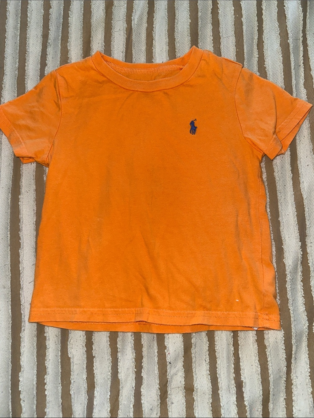Ralph Lauren Orange Kids Short Sleeve Polo Tee with Navy Logo